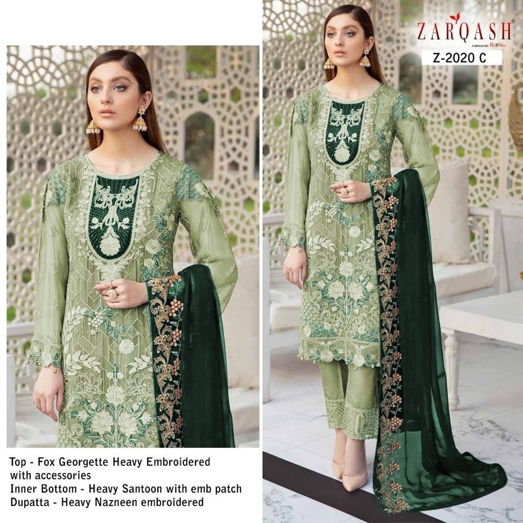 ZARQASH RAMSHA COLORS Z 2020 C GREEN SALWAR KAMEEZ SUPPLIER