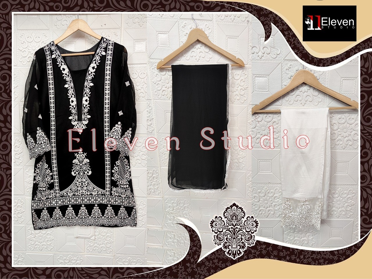ELEVEN STUDIO 1101 BLACK PAKISTANI KURTIS WITH PRICE