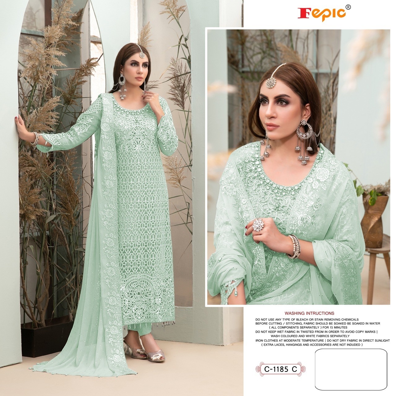FEPIC ROSEMEEN C 1185 C GREEN PAKISTANI SUITS LATEST COLLECTION 