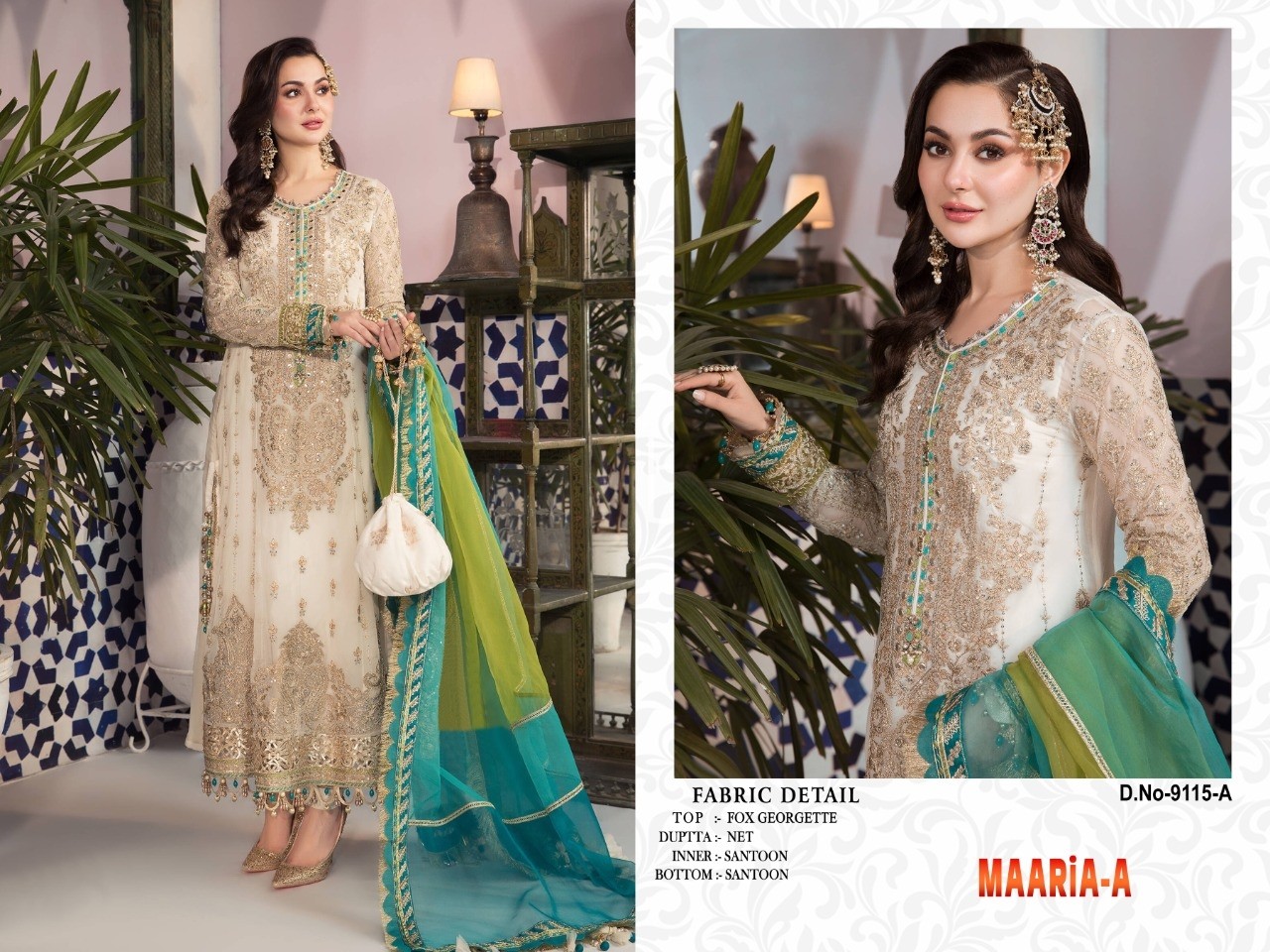 MAARIA A 9115 A TO 9115 F PAKISTANI SUITS SINGLE PIECE