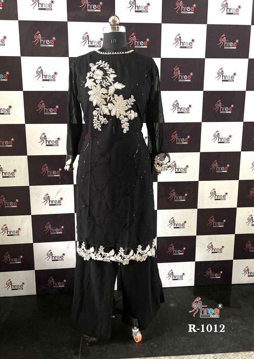 SHREE FABS R 1012 BLACK TUNIC KURTIS SURAT