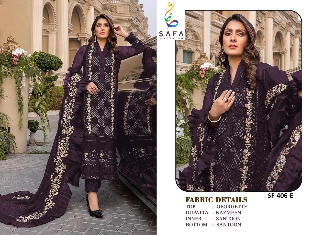 SAFA CREATION 405 PAKISTANI SUITS WITH SINGLE