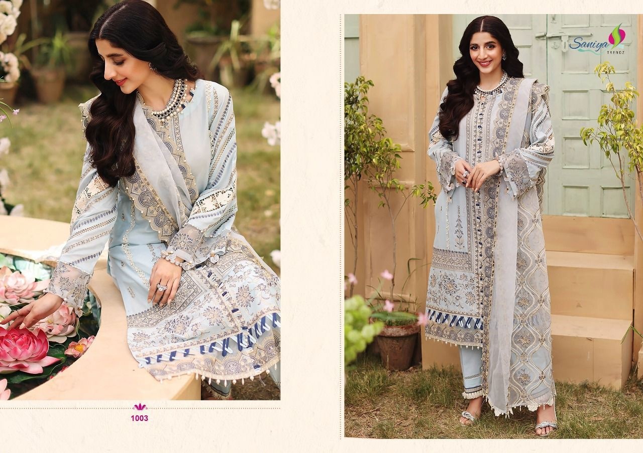 SANIYA TRENDZ 1003 ELAF FESTIVE COLLECTION 22 STYLISH PAKISTANI SUITS ONLINE WITH PRICE