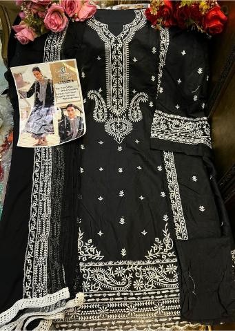HAZRA DESIGNER HD 32 BLACK PAKISTANI SUITS SINGLE PIECE