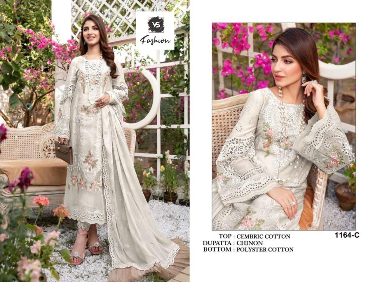 VS FASHION 1164 C WHITE PAKISTANI SALWAR KAMEEZ SUPPLIER INDIA