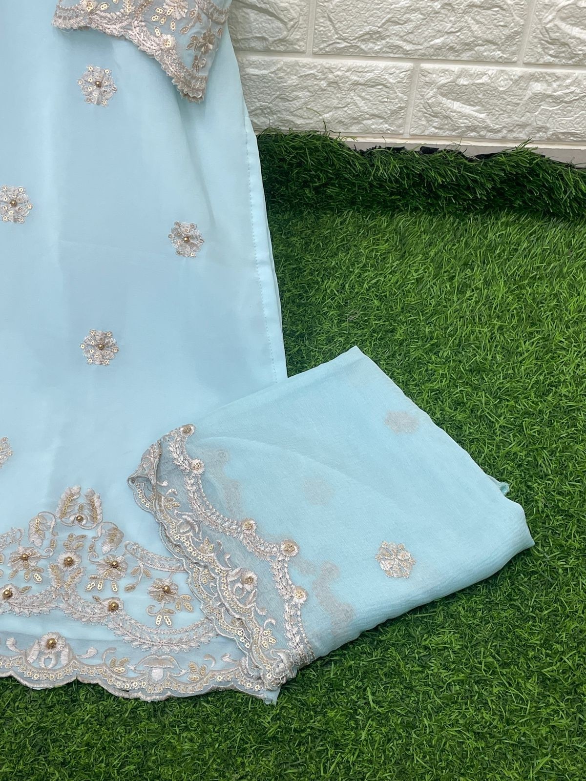 VS FASHION SKYBLUE LATEST PAKISTANI KURTIS ONLINE SHOPPING