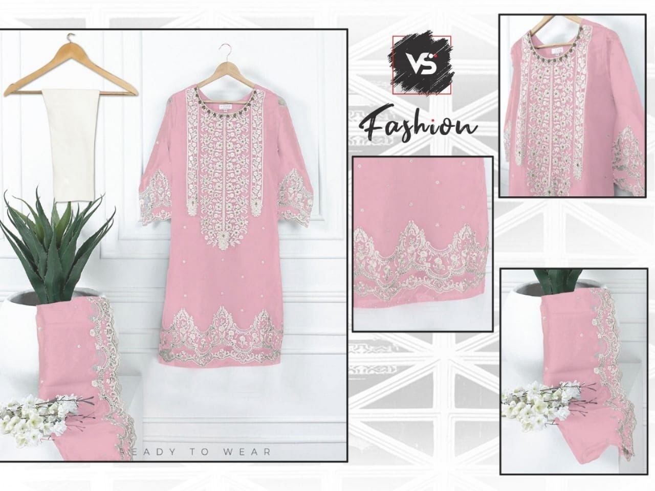 VS FASHION PINK LATEST PAKISTANI KURTIS ONLINE SHOPPING
