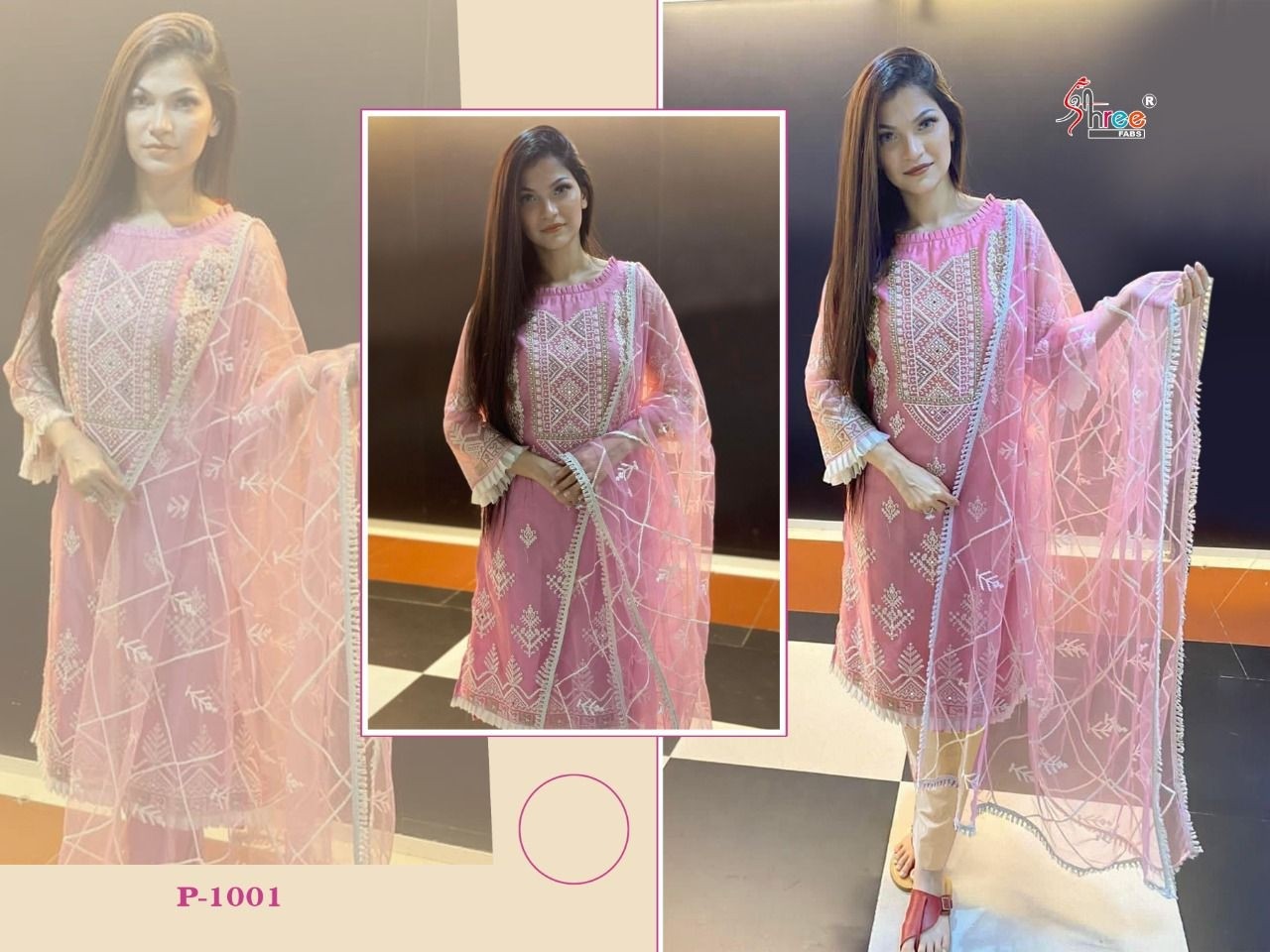SHREE FABS P 1001 PINK PAKISTANI KURTIS MANUFACTURER