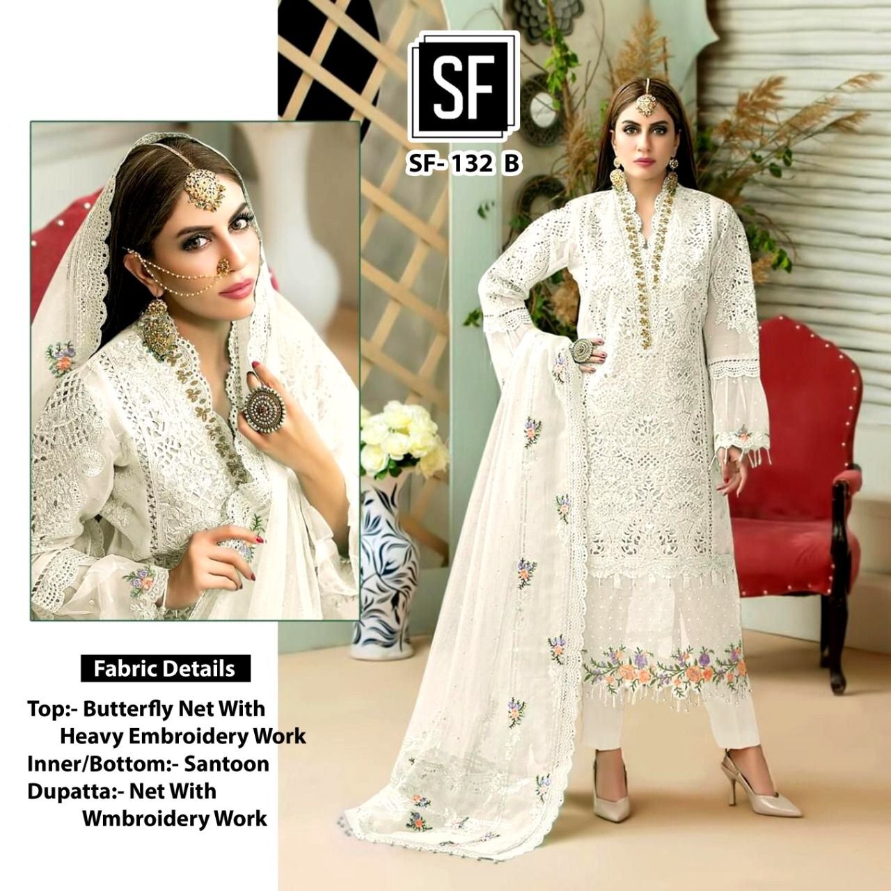 SF 132 B PAKISTANI DESIGNER SUITS WHOLESALER SUPPLIER SURAT