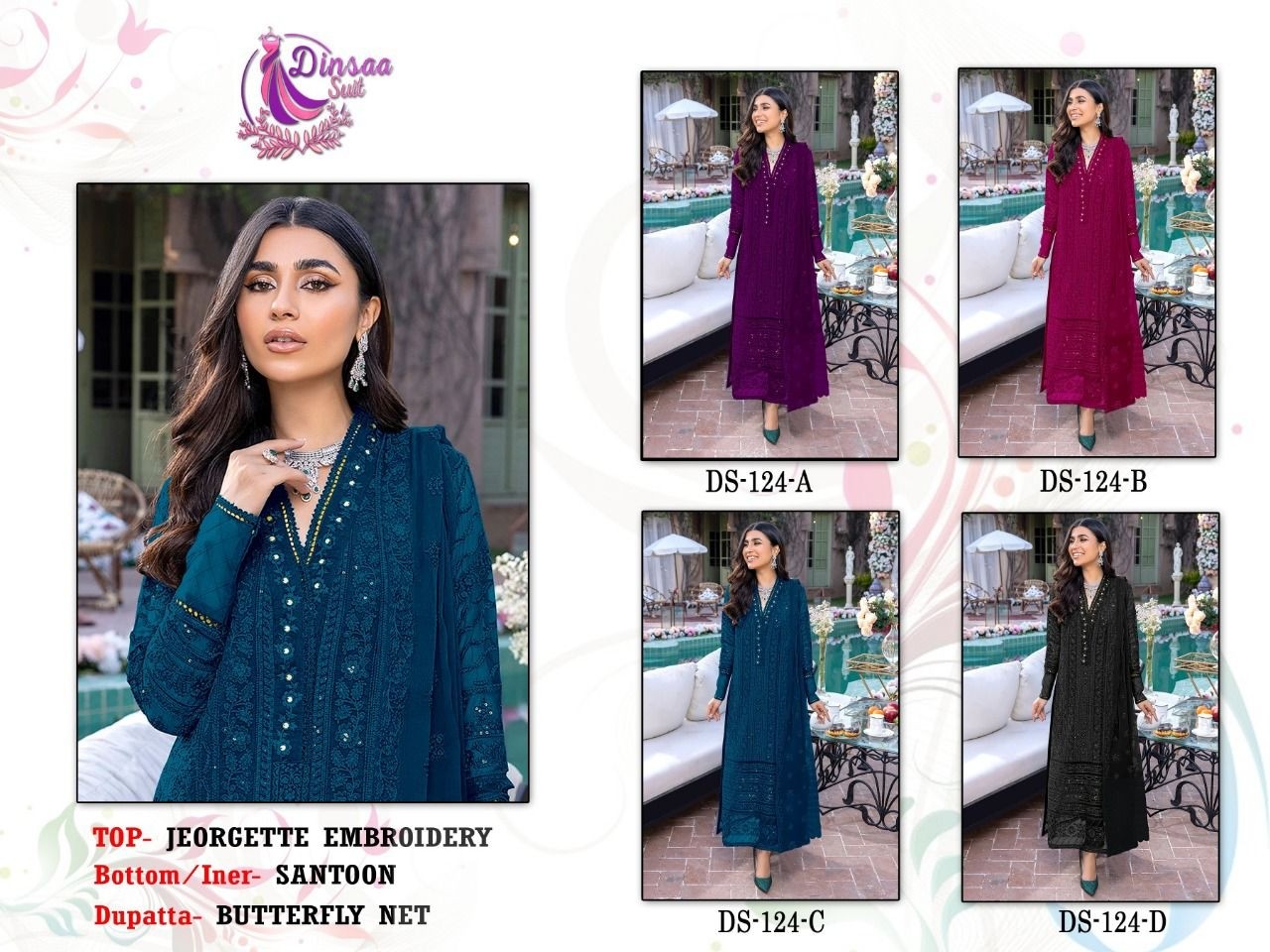 DINSAA SUIT DS 124 C PAKISTANI SUITS WITH PRICE