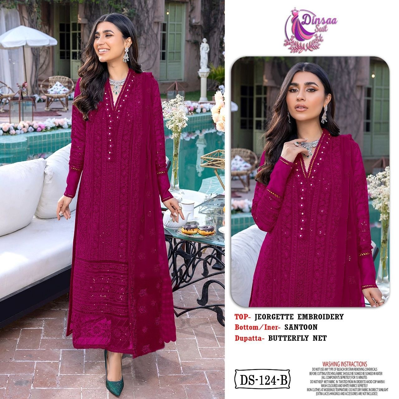 DINSAA SUIT DS 124 B PAKISTANI SUITS NEW CATALOGUE