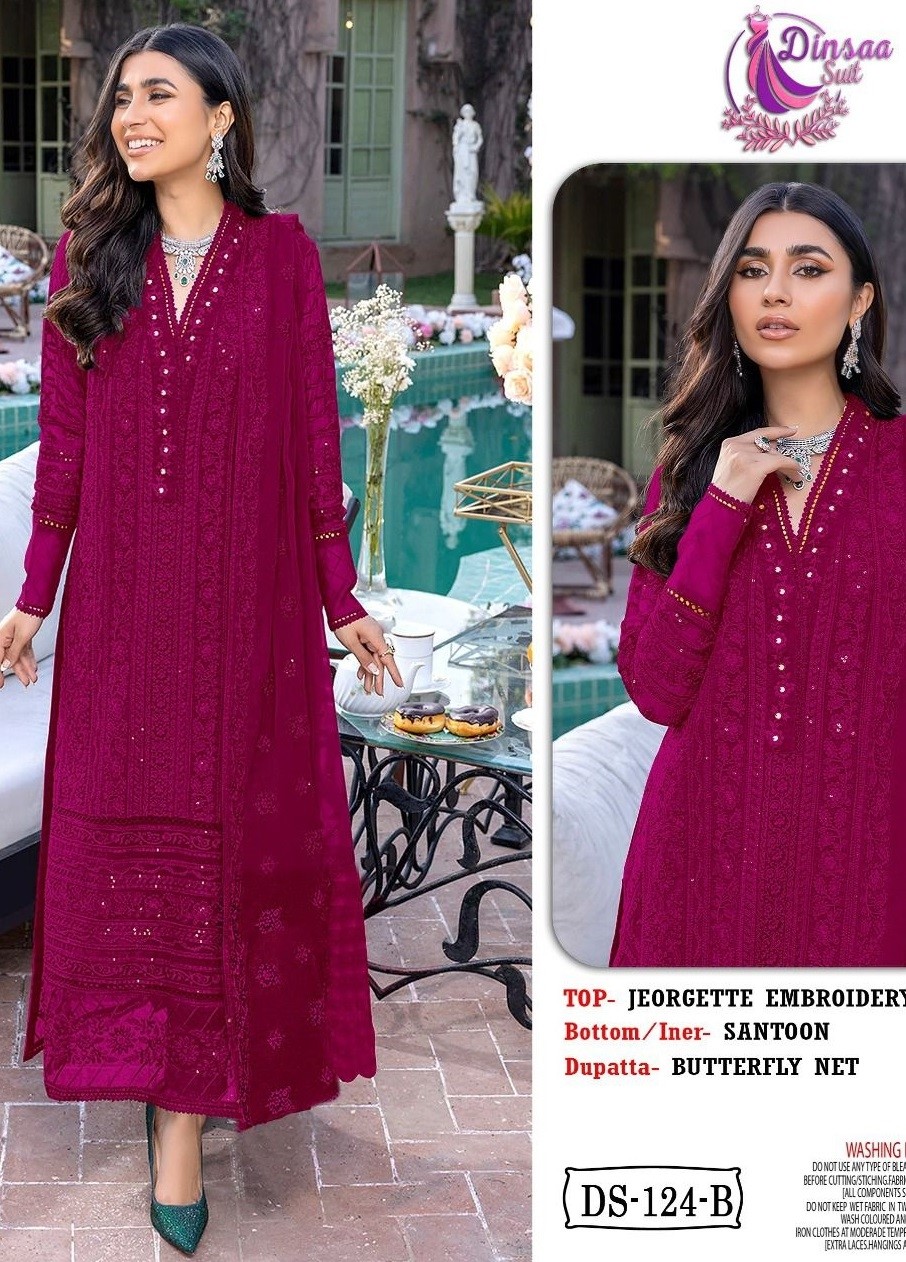 DINSAA SUIT DS 124 B PAKISTANI SUITS NEW CATALOGUE