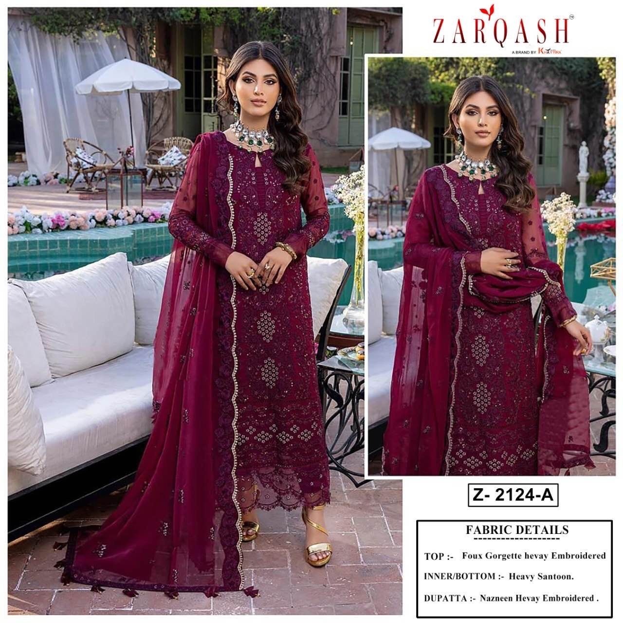 ZARQASH ALIF Z 2124 A LATEST PAKISTANI DRESS 