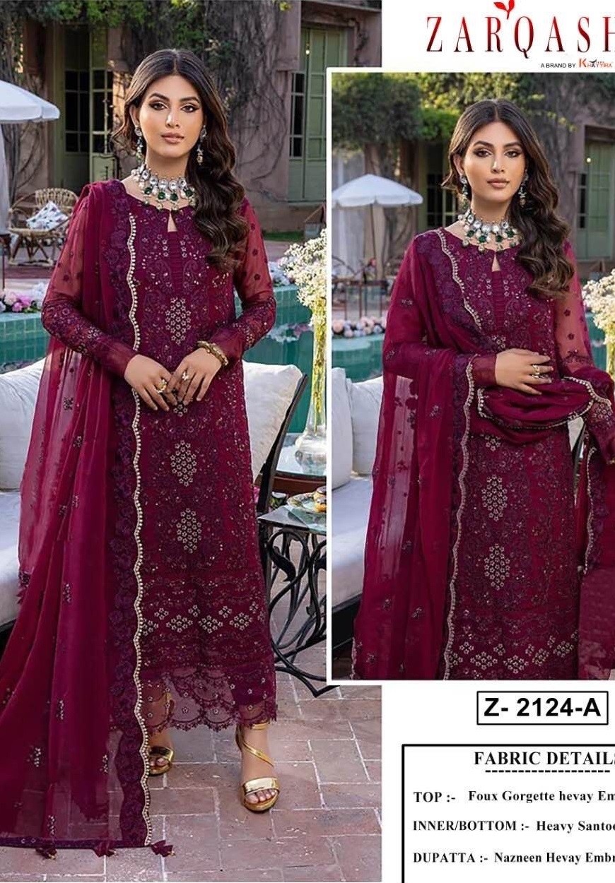 ZARQASH ALIF Z 2124 A LATEST PAKISTANI DRESS 
