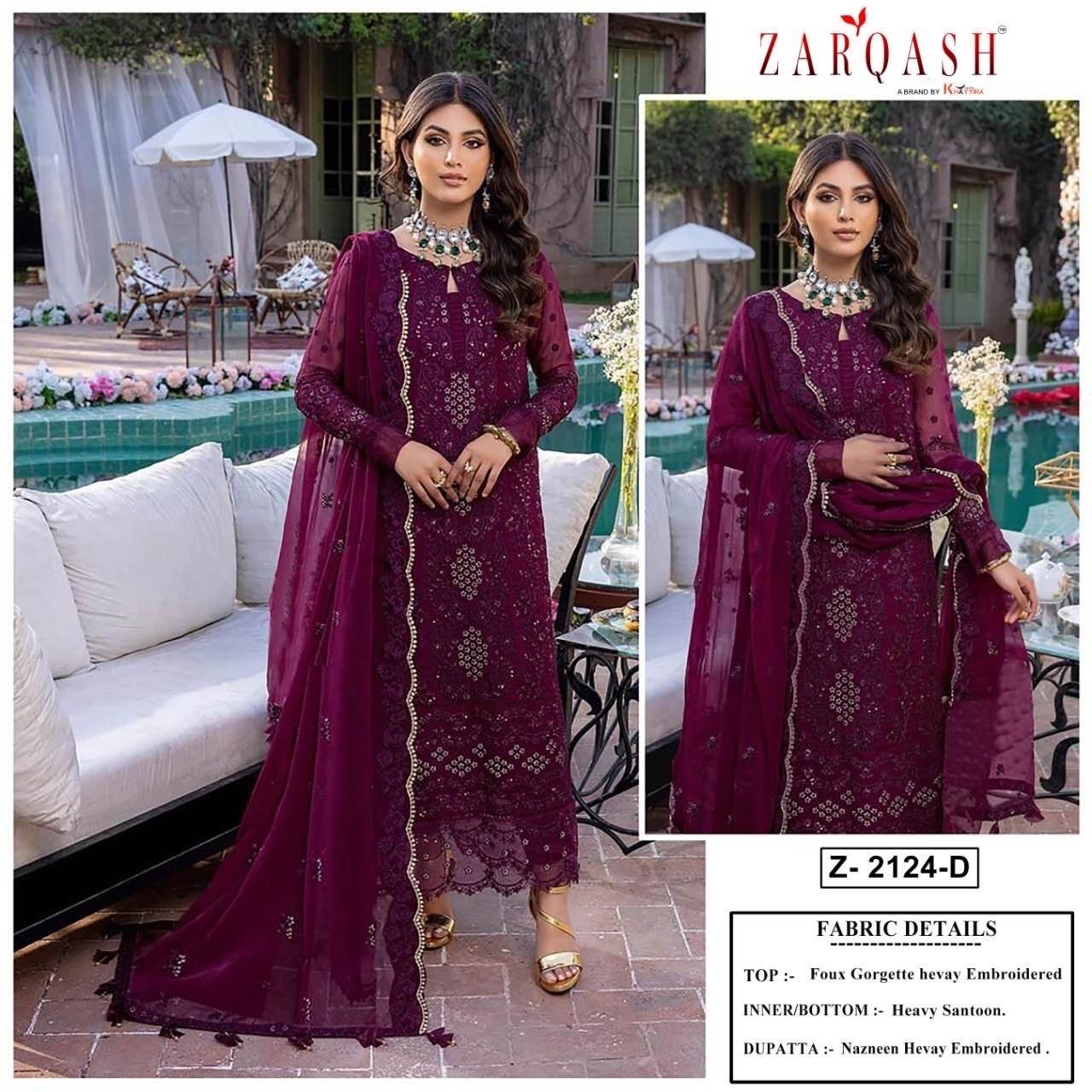 ZARQASH ALIF Z 2124 D LATEST PAKISTANI DRESS ONLINE SHOPPING