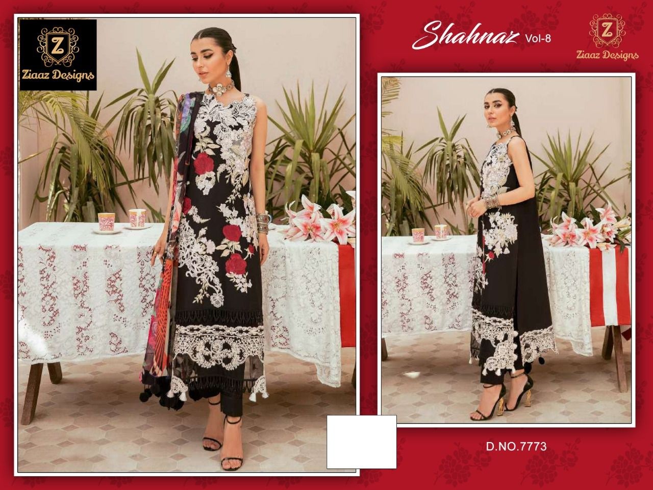 ZIAAZ DESIGNS 7773 SHAHNAZ VOL 8 SEMI STITCHED PAKISTANI SUITS 