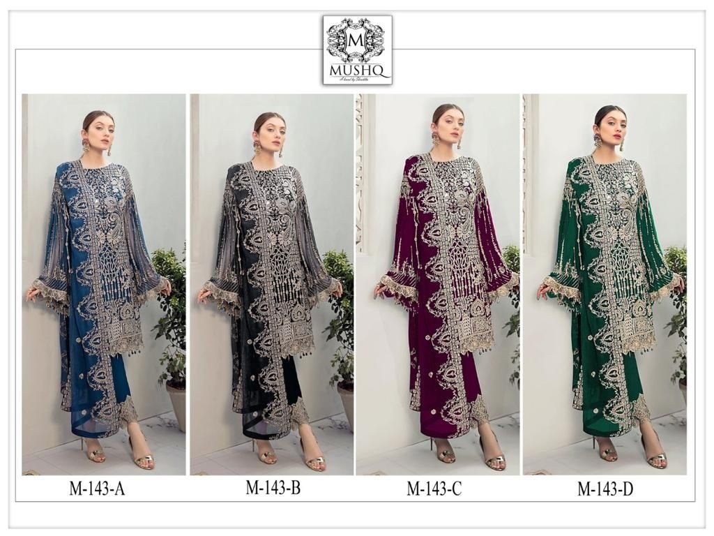MUSHQ BY SHRADDHA M 143 A TO M 143 D NEW COLLECTION PAKISTANI SUITS SINGLE