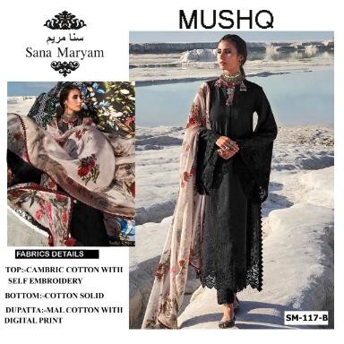 SANA MARYAM MUSHQ SM 117 B BLACK PAKISTANI DESIGNER SUITS
