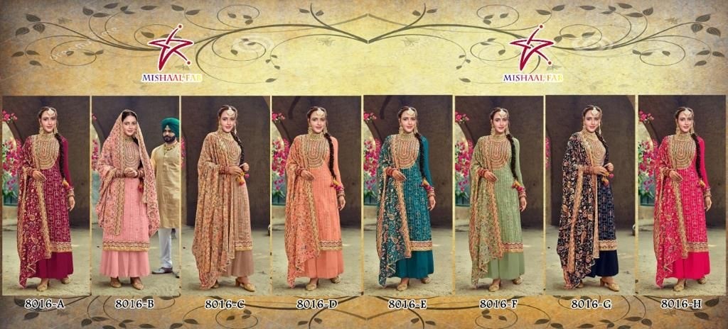 MISHAAL FAB 8016 A TO 8016 H PAKISTANI SALWAR KAMEEZ SINGLE