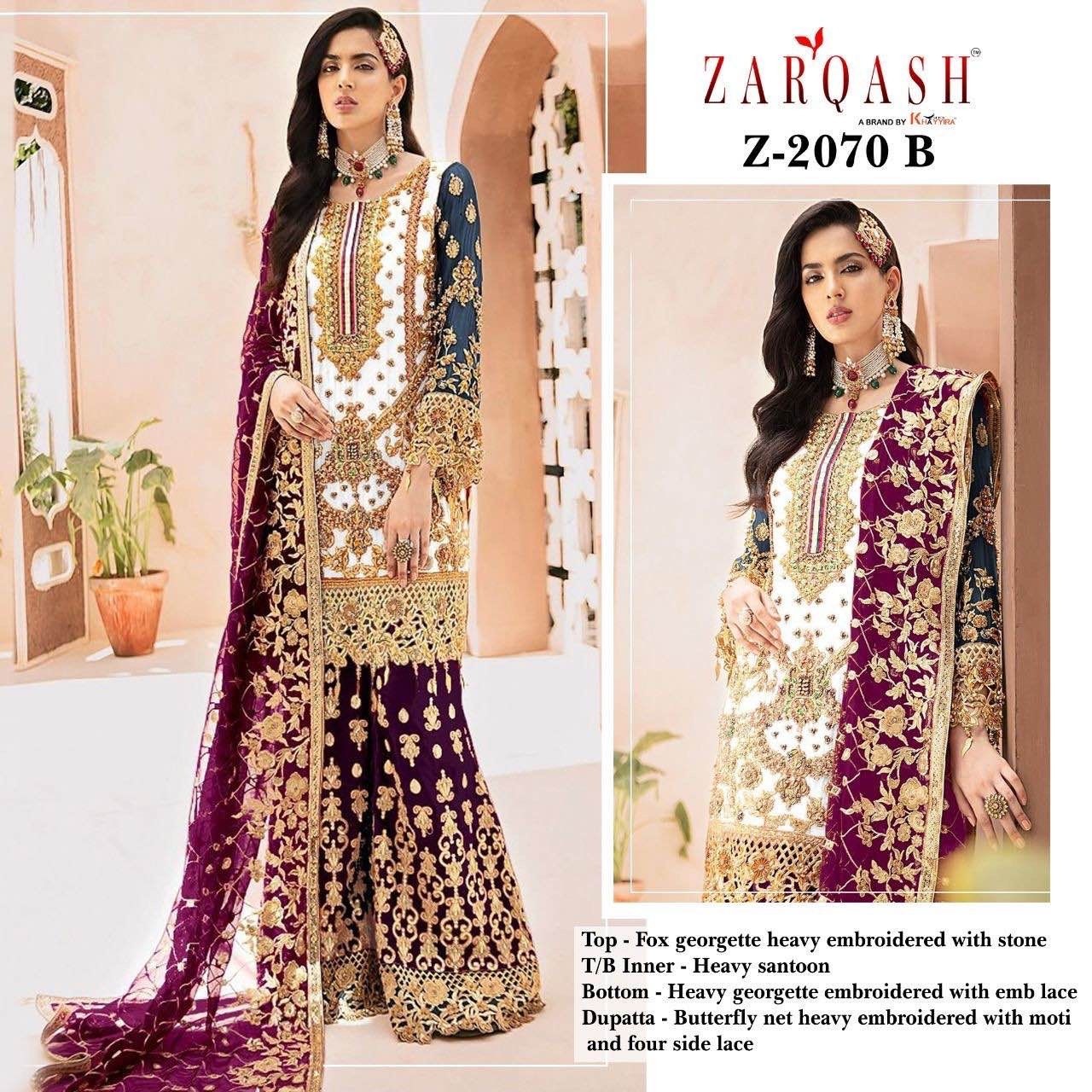 ZARQASH ADANS HITS 2 Z 2070 B SALWAR SUITS SINGLE PIECE SURAT
