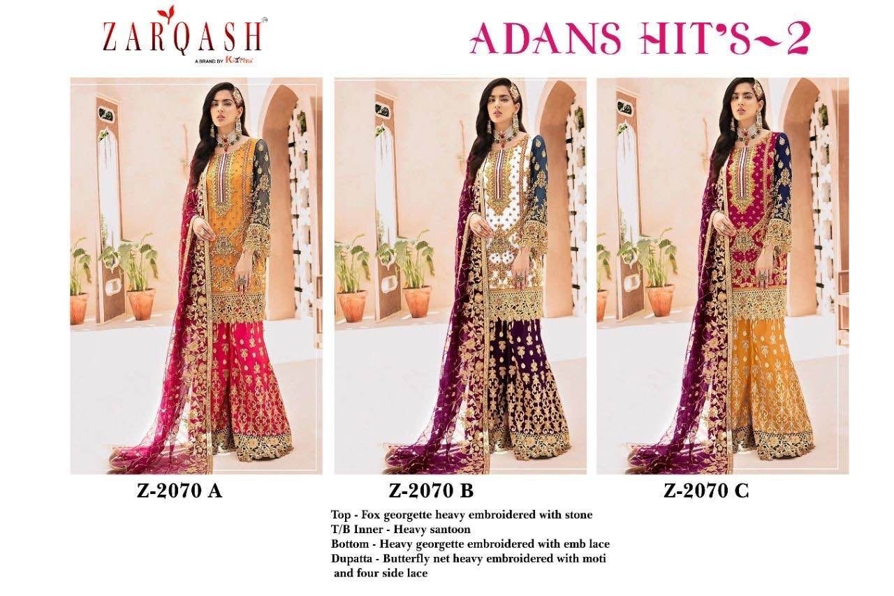 ZARQASH ADANS HITS 2 Z 2070 C SALWAR SUITS SINGLE PIECE INDIA