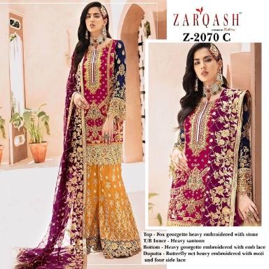 ZARQASH ADANS HITS 2 Z 2070 C SALWAR SUITS SINGLE PIECE INDIA