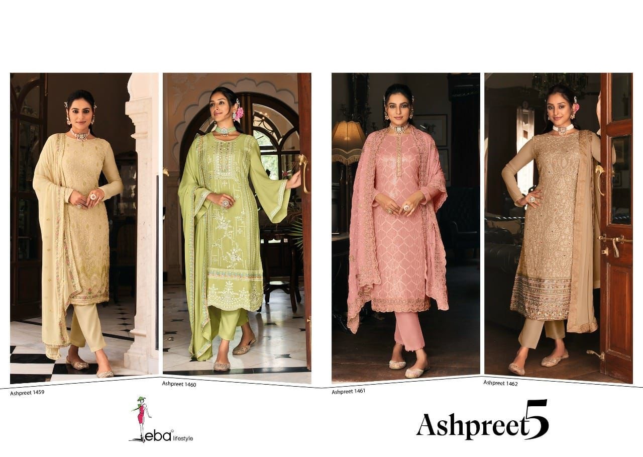 EBA LIFESTYLE 1461 ASHPREET 5 SALWAR SUITS SINGLE WITH PRICE 