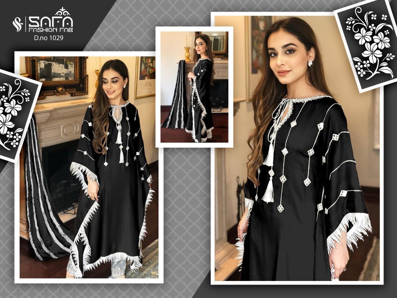 SAFA FASHION FAB 1029 BLACK HIT STYLISH KURTIS PAKISTANI 
