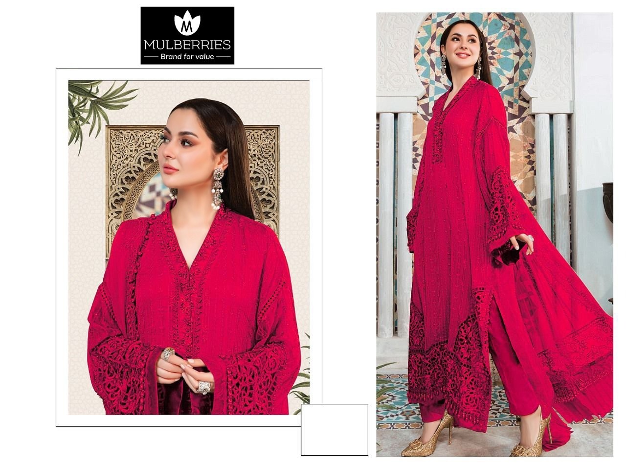 MULBERRIES PINK HIT COLOURS PAKISTANI SALWAR SUITS 