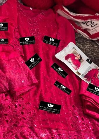 MULBERRIES PINK HIT COLOURS PAKISTANI SALWAR SUITS 