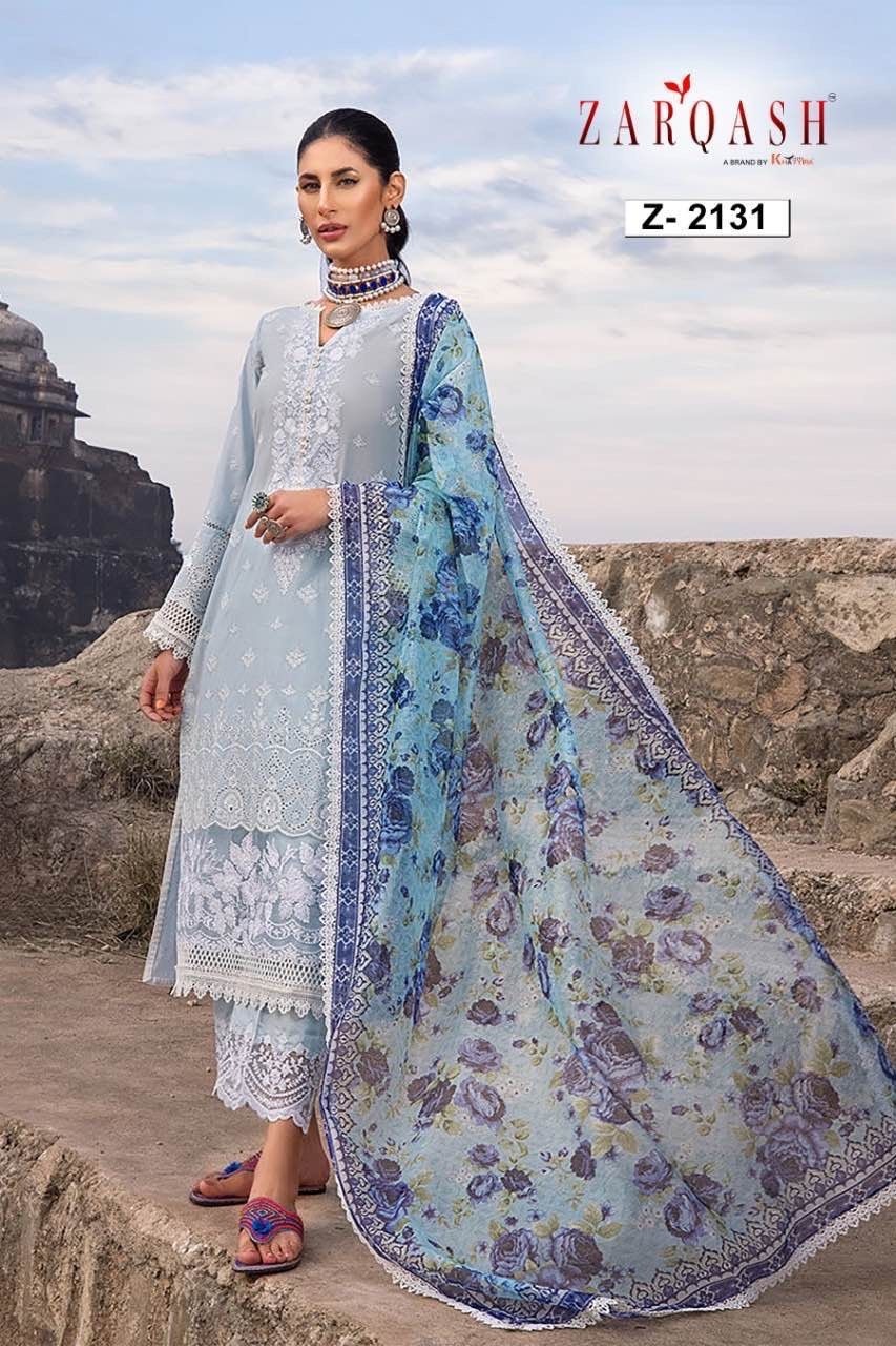 ZARQASH Z 2131 TO 2136 ZAINAB CHIKANKARI 22 PAKISTANI COTTON SUITS 
