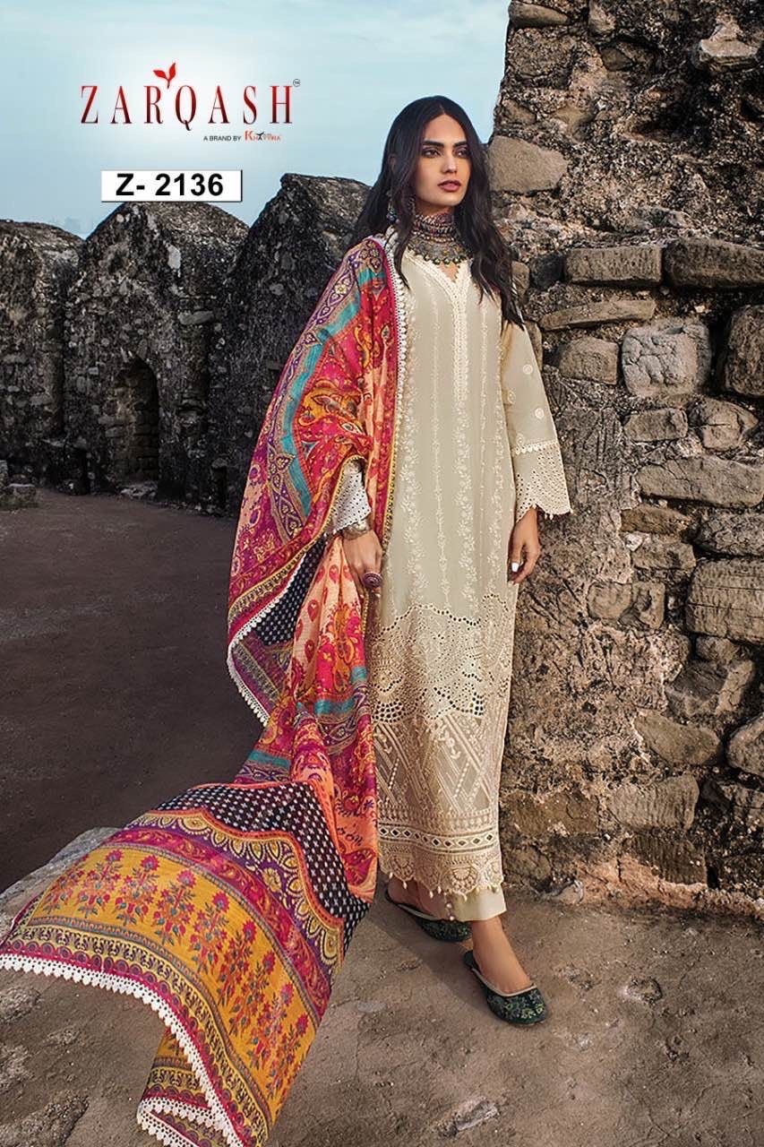 ZARQASH Z 2131 TO 2136 ZAINAB CHIKANKARI 22 PAKISTANI COTTON SUITS 