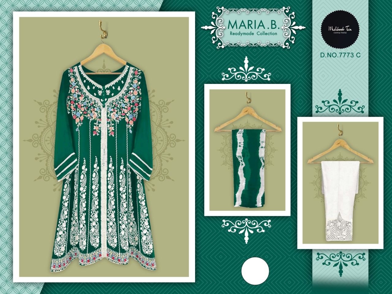 MEHBOOB TEX 7773 C MARIA B READYMADE COLLECTION KURTIS SUPPLIER INDIA
