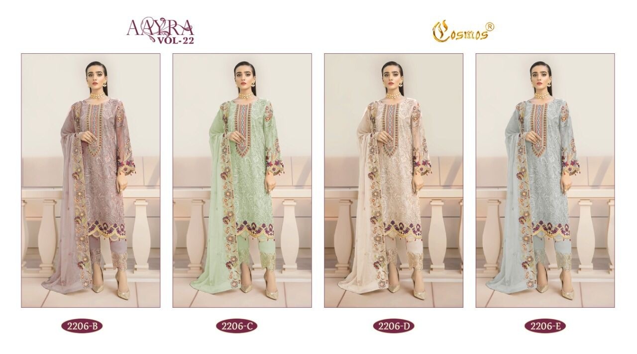 COSMOS 2206 D AAYRA VOL 22 GEORGETTE PAKISTANI SUITS DEALER 