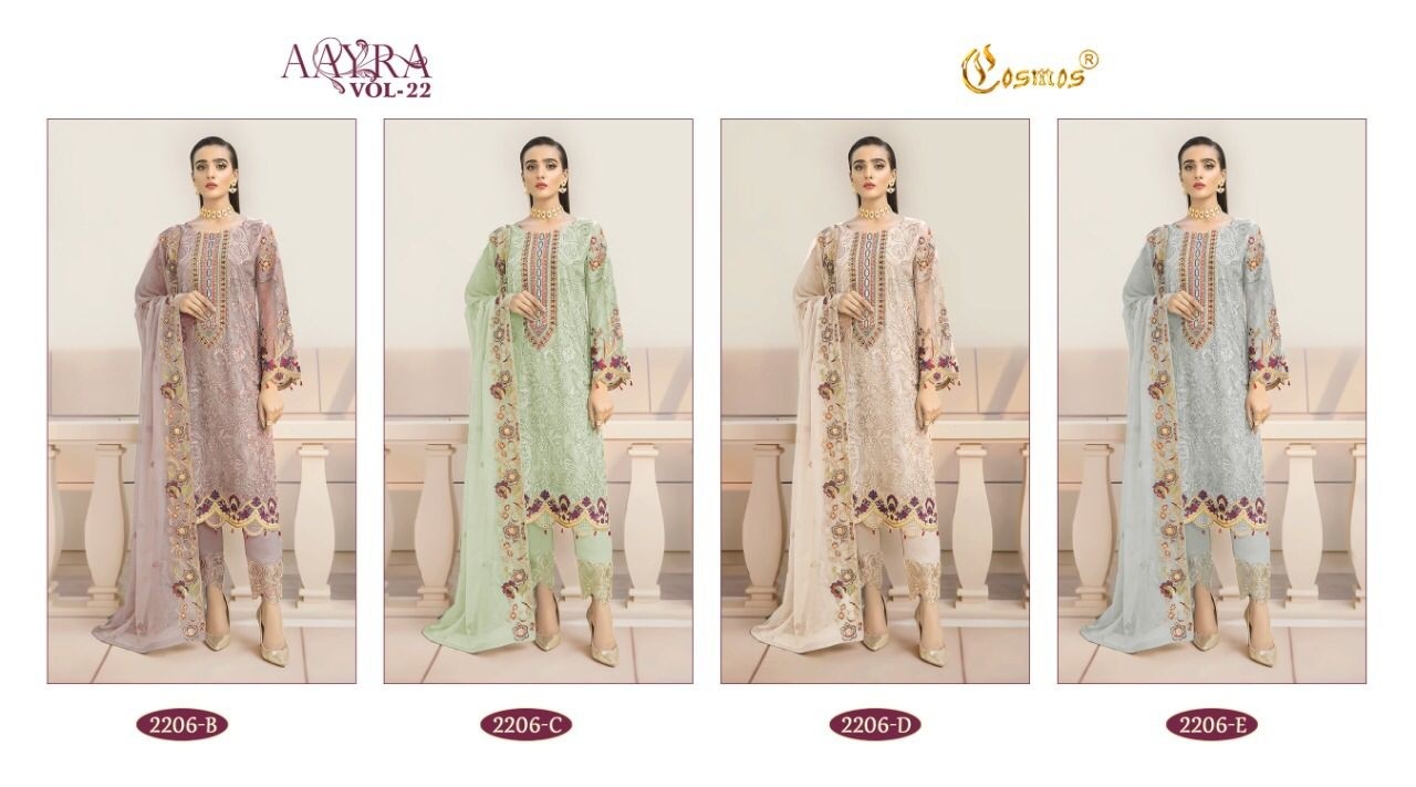 COSMOS 2206 E AAYRA VOL 22 GEORGETTE PAKISTANI SUITS DEALER ONLINE