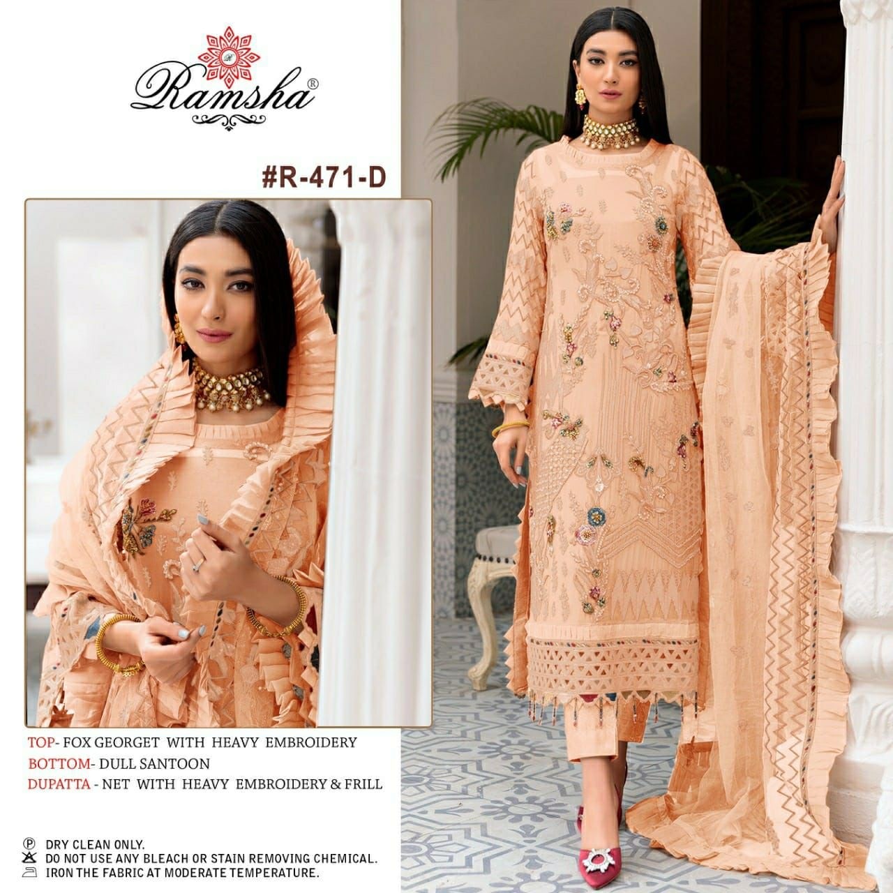 RAMSHA R 471 D SINGLE SALWAR SUITS EMBROIDERED IN INDIA