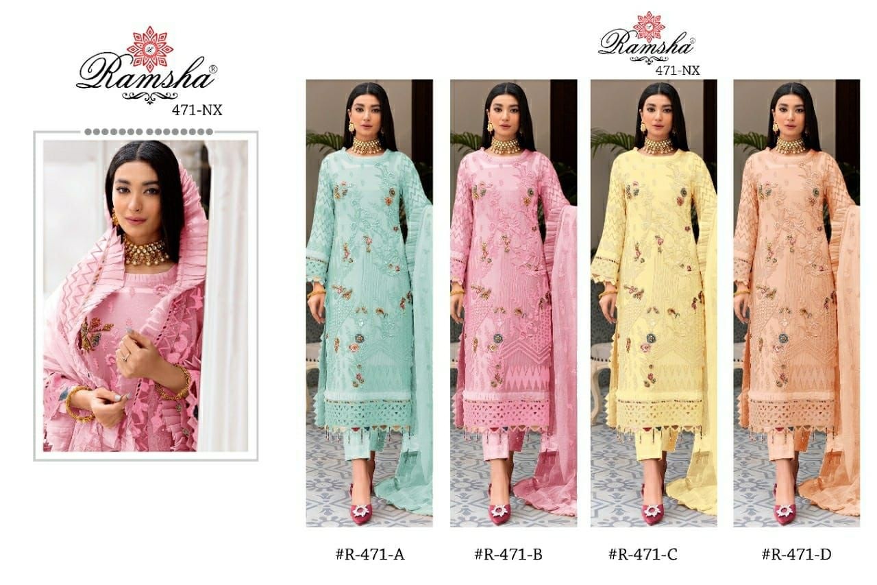 RAMSHA R 471 B SINGLE SALWAR SUITS EMBROIDERED 