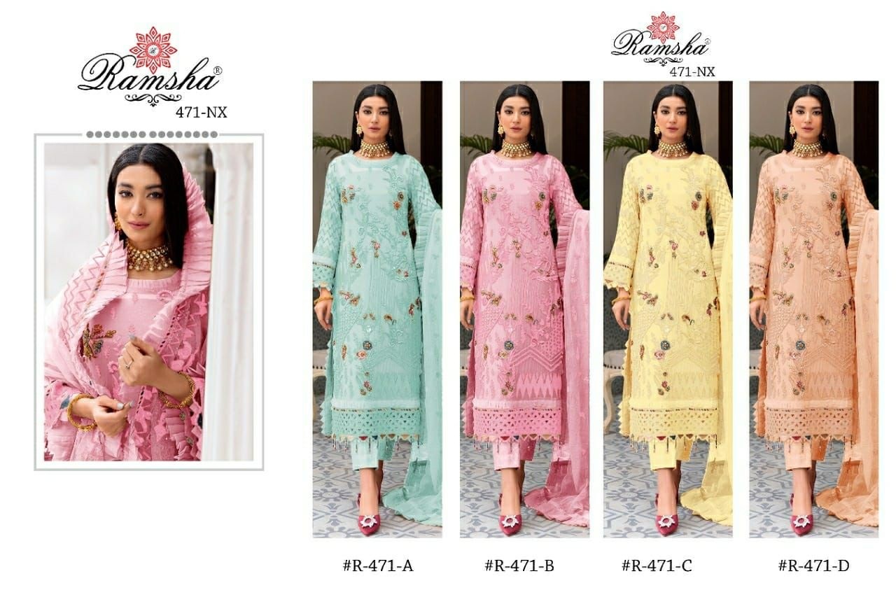 RAMSHA R 471 C SINGLE SALWAR SUITS EMBROIDERED IN SURAT