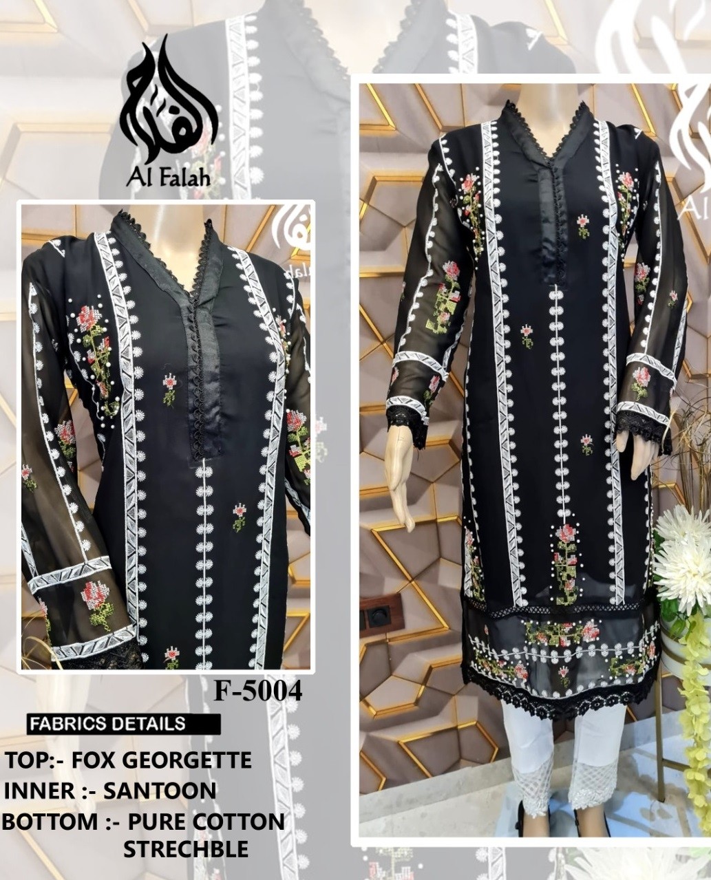 AL FALAH F 5004 SINGLE BLACK PAKISTANI KURTIS
