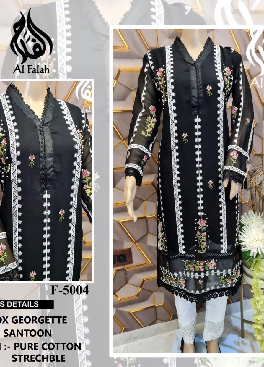AL FALAH F 5004 SINGLE BLACK PAKISTANI KURTIS