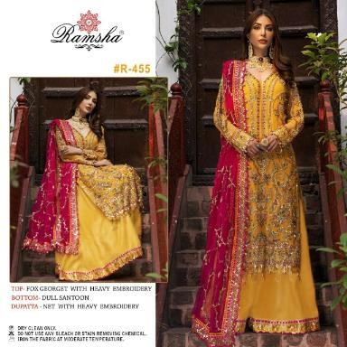 RAMSHA R 455 SINGLE PIECE PAKISTANI SUITS