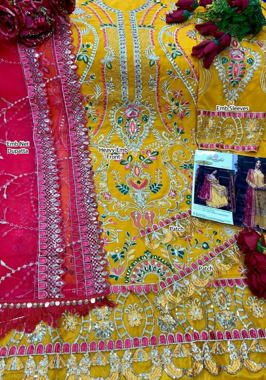 RAMSHA R 455 SINGLE PIECE PAKISTANI SUITS