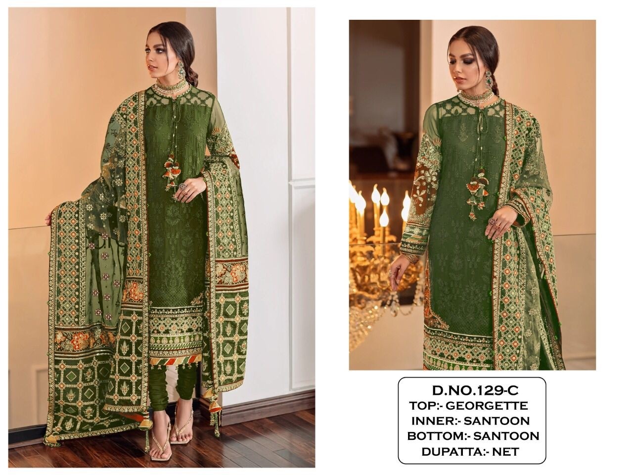 KALEESHA FASHION KF 129 C PAKISTANI SUITS ONLINE SHOP