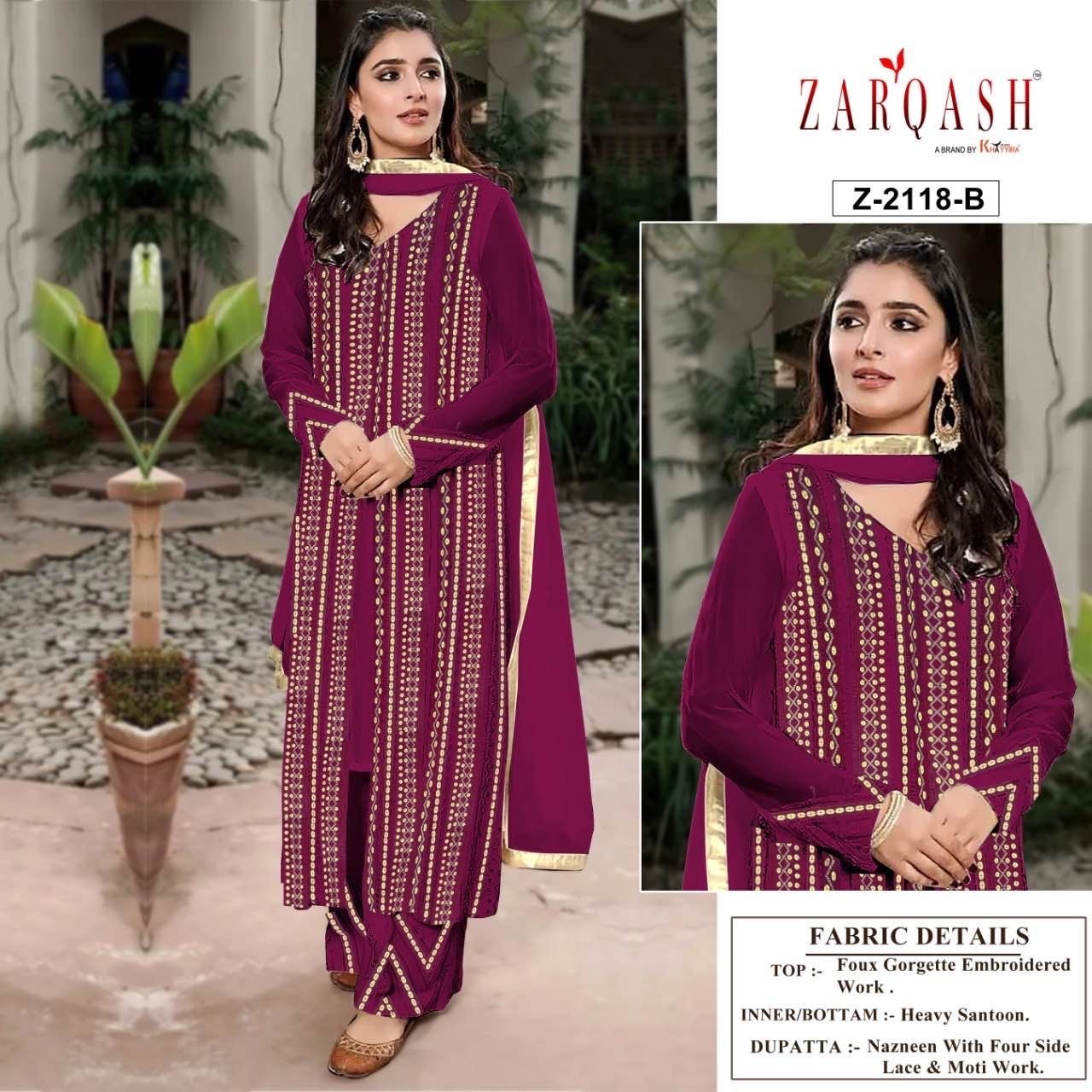 ZARQASH Z 2118 A TO Z 2118 D SANA SAFINAZ VOL 4 PAKISTANI SUITS WHOLESALER