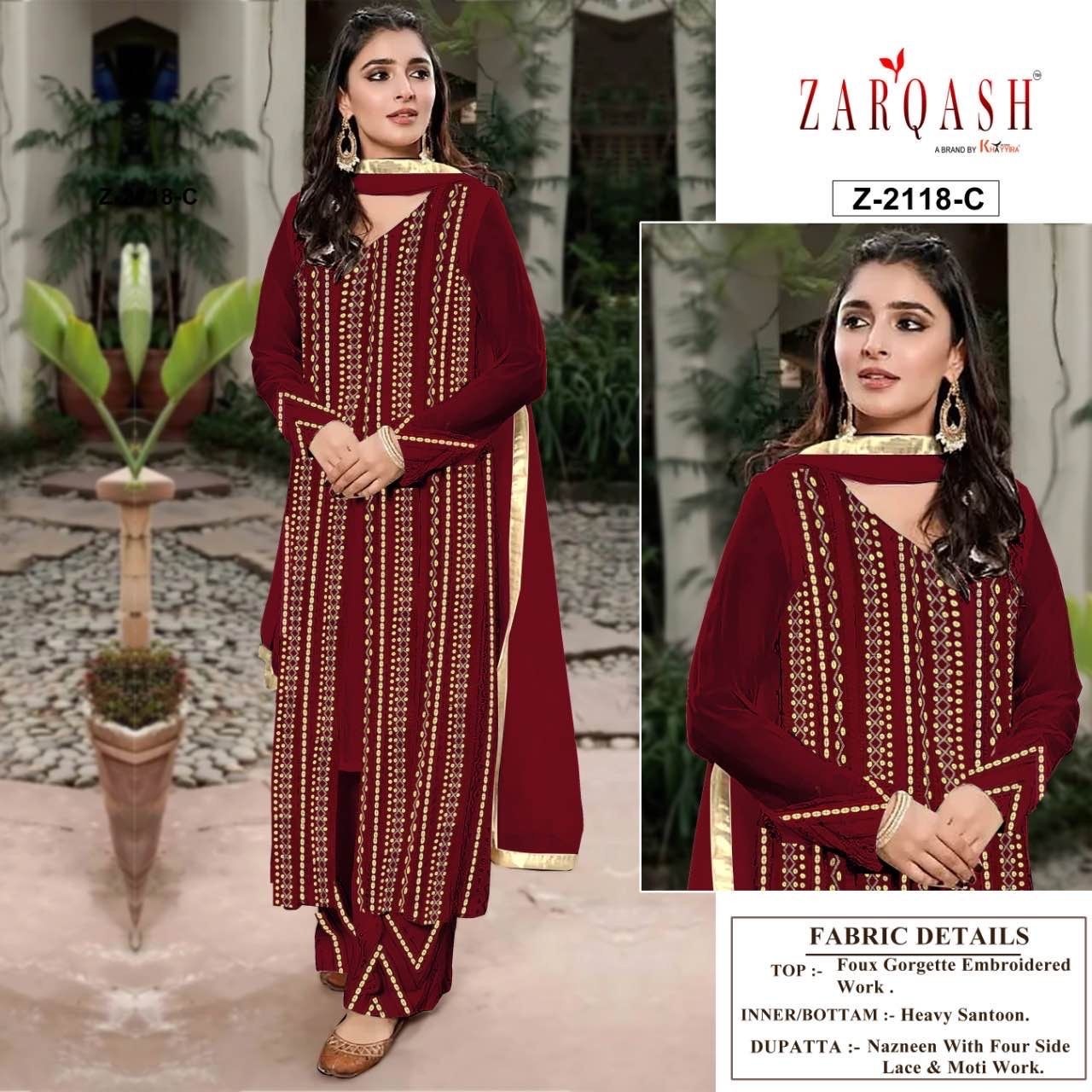 ZARQASH Z 2118 A TO Z 2118 D SANA SAFINAZ VOL 4 PAKISTANI SUITS WHOLESALER