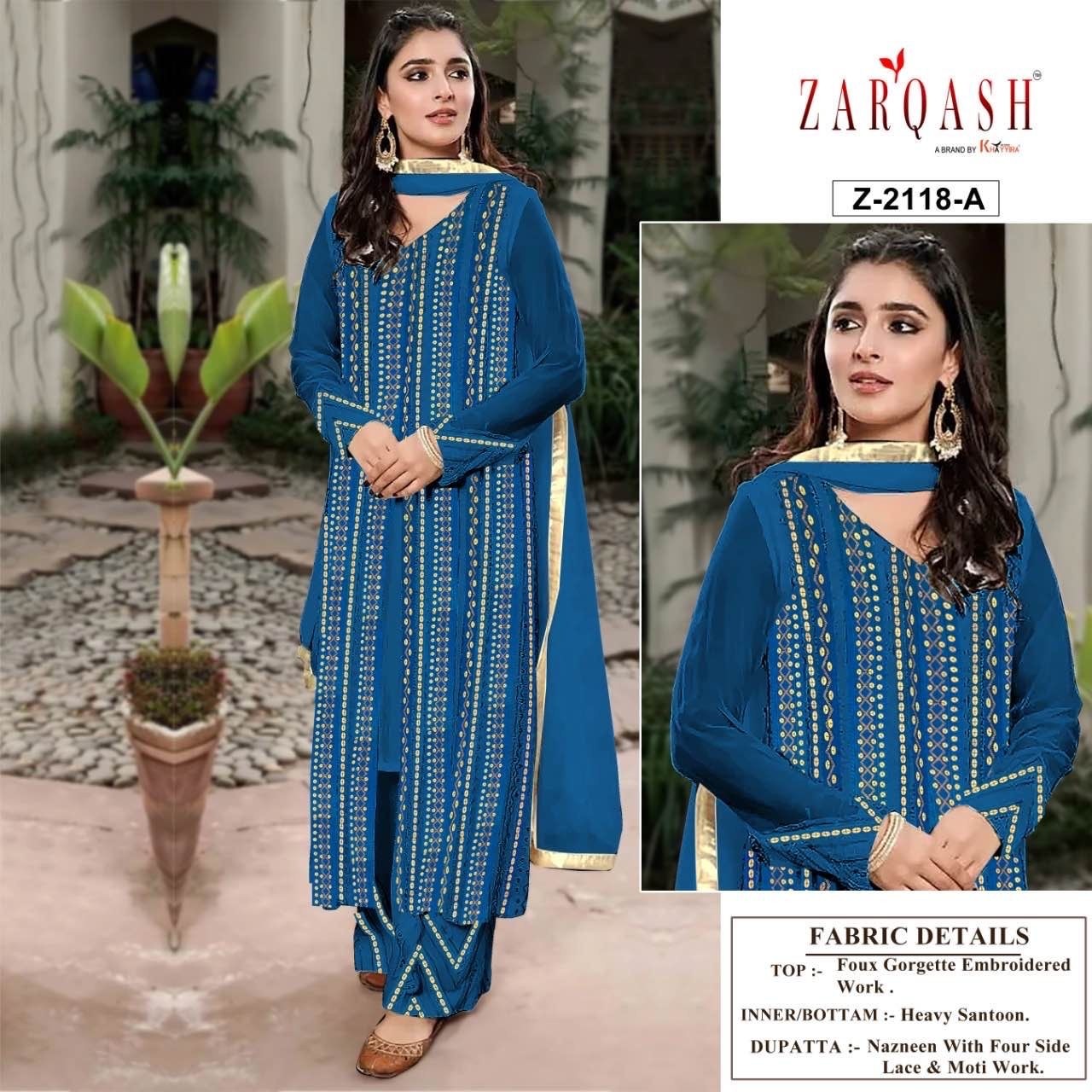 ZARQASH Z 2118 A TO Z 2118 D SANA SAFINAZ VOL 4 PAKISTANI SUITS WHOLESALER
