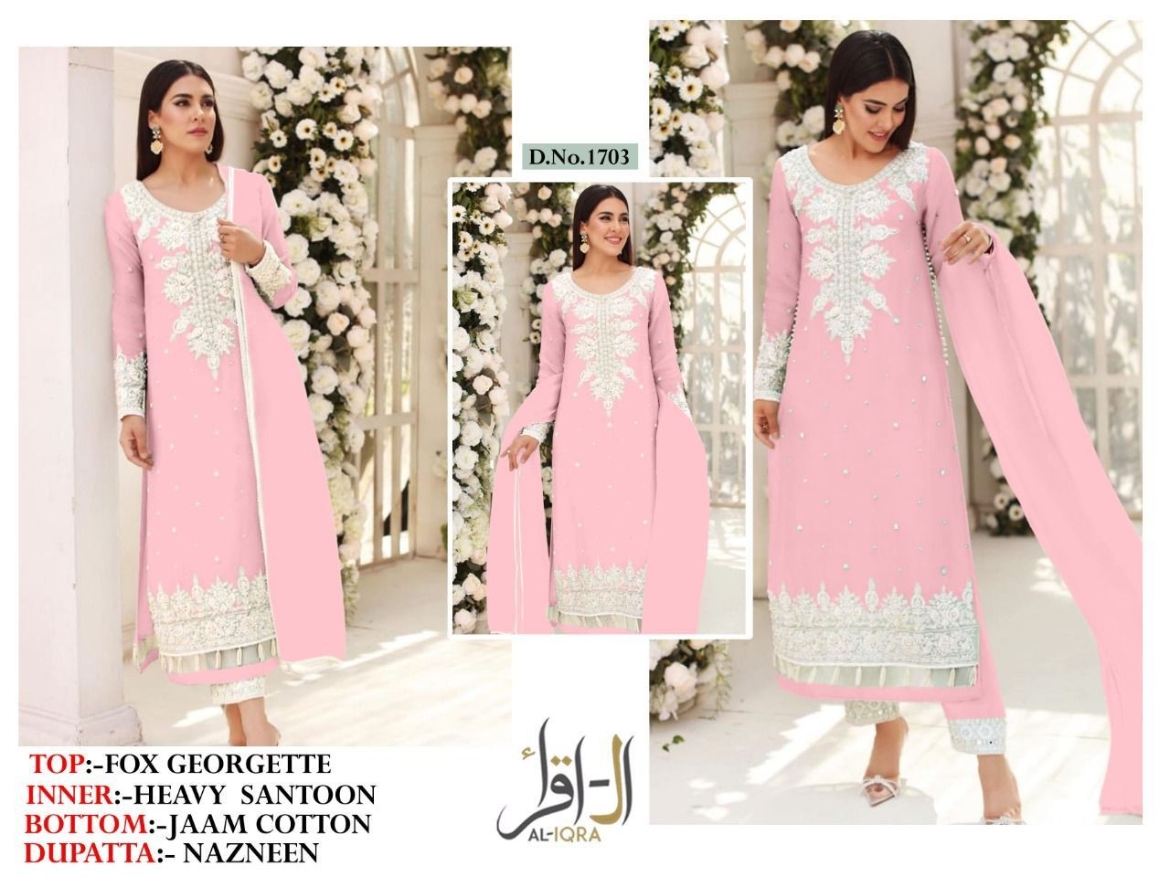 AL IQRA 1703 PAKISTANI KURTIS SINGLE GEORGETTE 