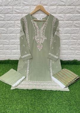 LAXURIA TRENDZ 1198 GREEN SINGLE KURTIS