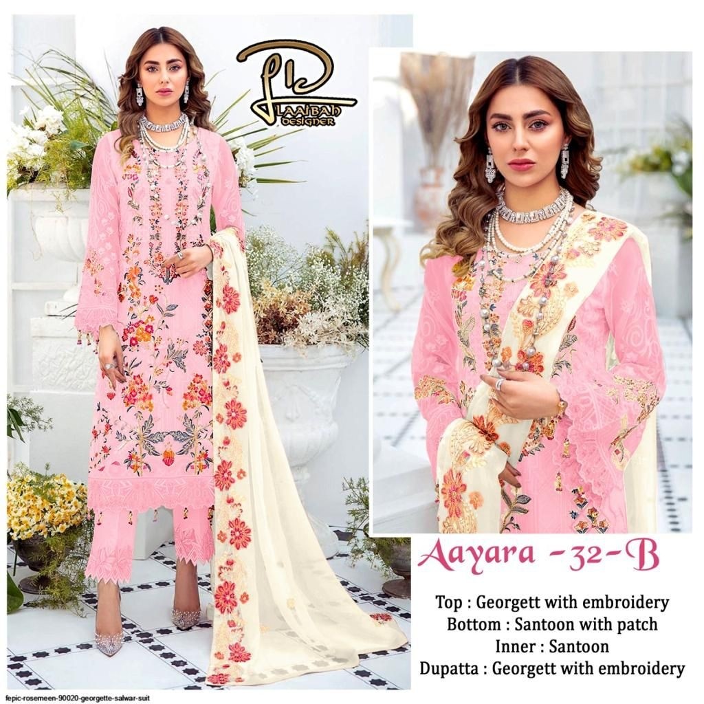 LAAIBAH DESIGNER AAYARA 32 B PAKISTANI SUITS MANUFACTURER