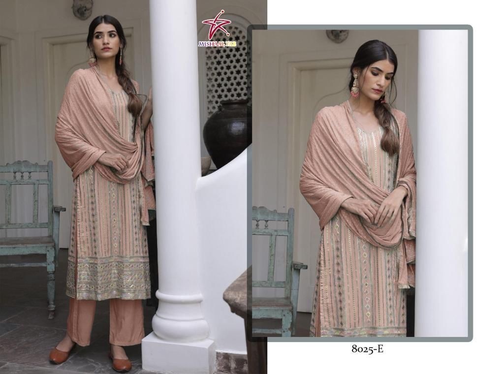 MISHAAL FAB 8025 A TO 8025 F SALWAR SUITS